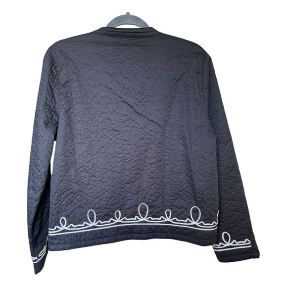 Black lightweight quilted Cotton Embroidered Jacket size S - Picture 3 of 7